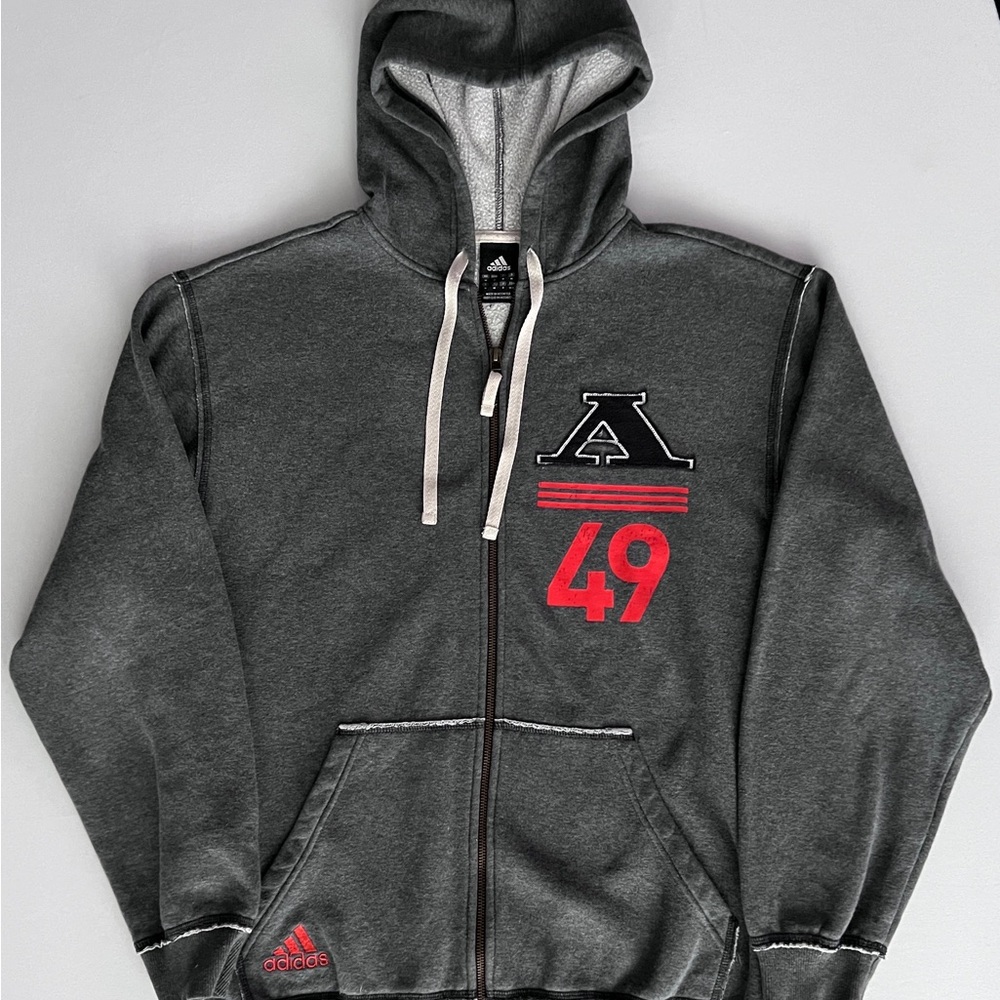 Adidas Varsity Vintage Gray Zip-Up Hoodie with Logo
